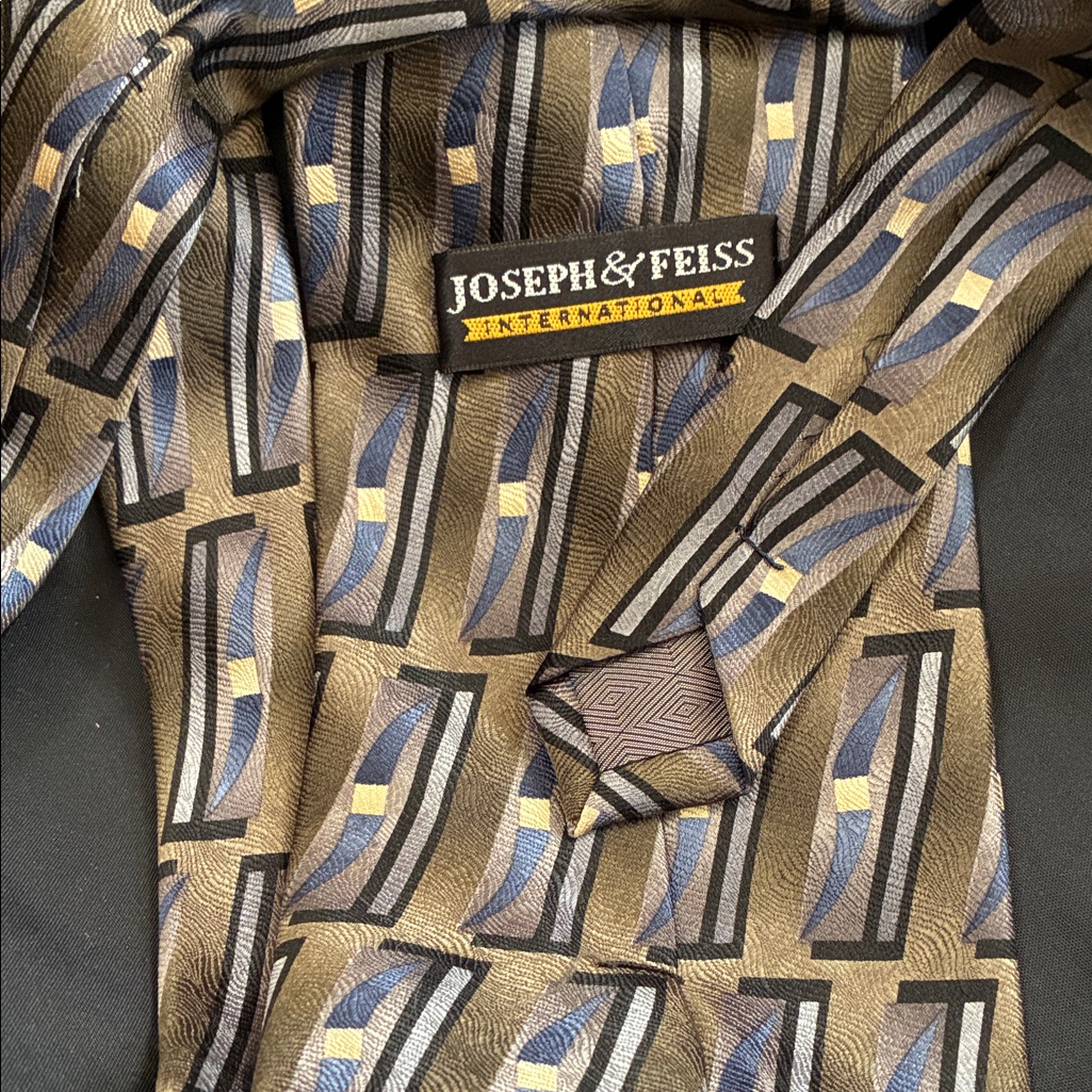 Joseph  Feiss Abstract Pattern Tie In Blue And Gold